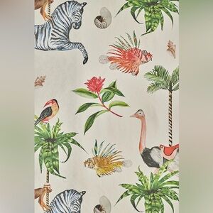 Anthropologie Merry Go Round Tropical Animal Print Wallpaper New 1 Roll